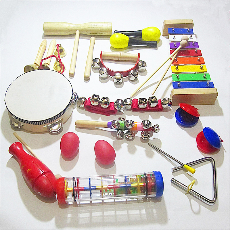 Nhạc cụ gõ cho trẻ em Âm nhạc giáo dục sớm giáo dục tam giác tambourine kết hợp đồ chơi bằng sắt đàn gỗ cho bé